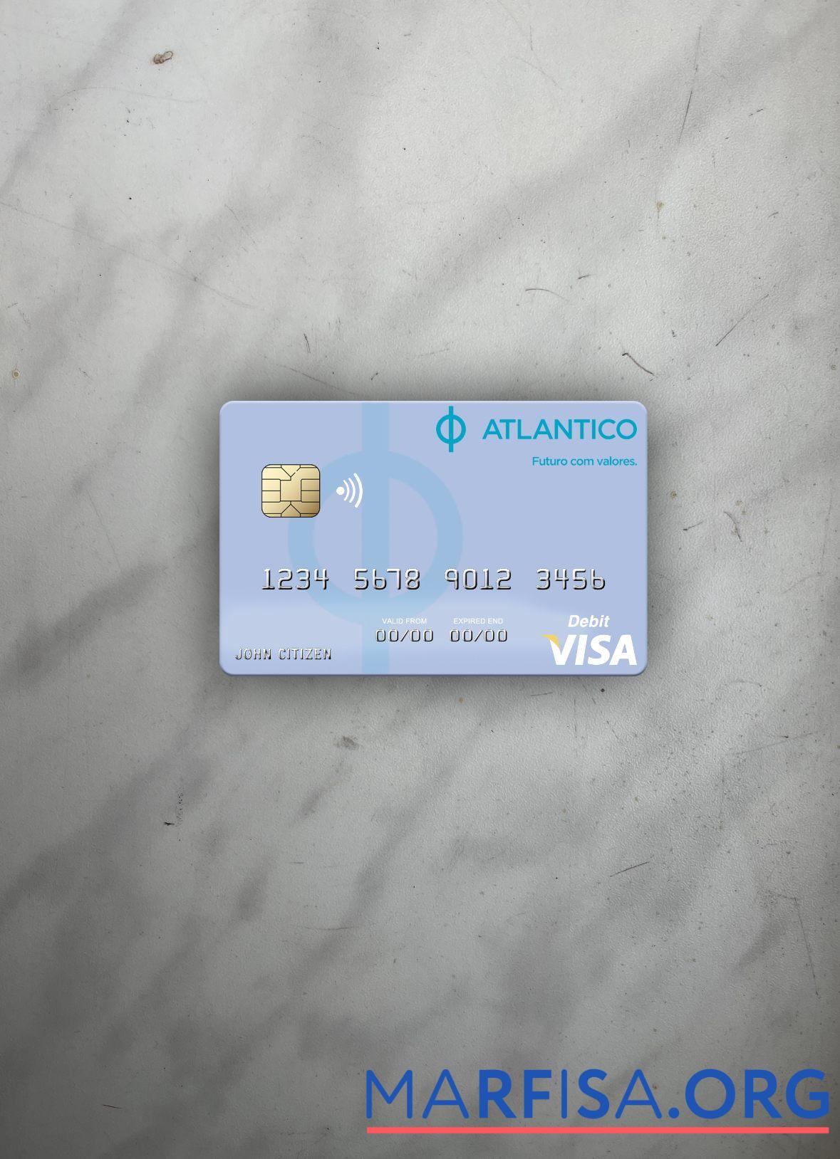 Realistic Namibia Banco Atlantico visa debit card photolook front sample